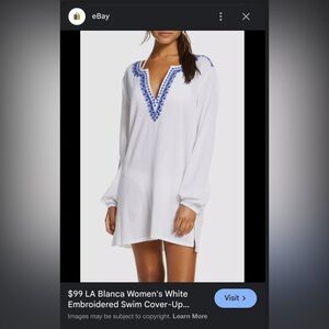 LA Blanca Women’s White Embroidered Swim Cover Up Size: XS